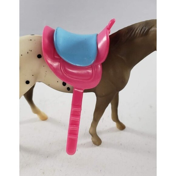Miniature Pink Saddle Plastic Model Horse Toy - Picture 4 of 4